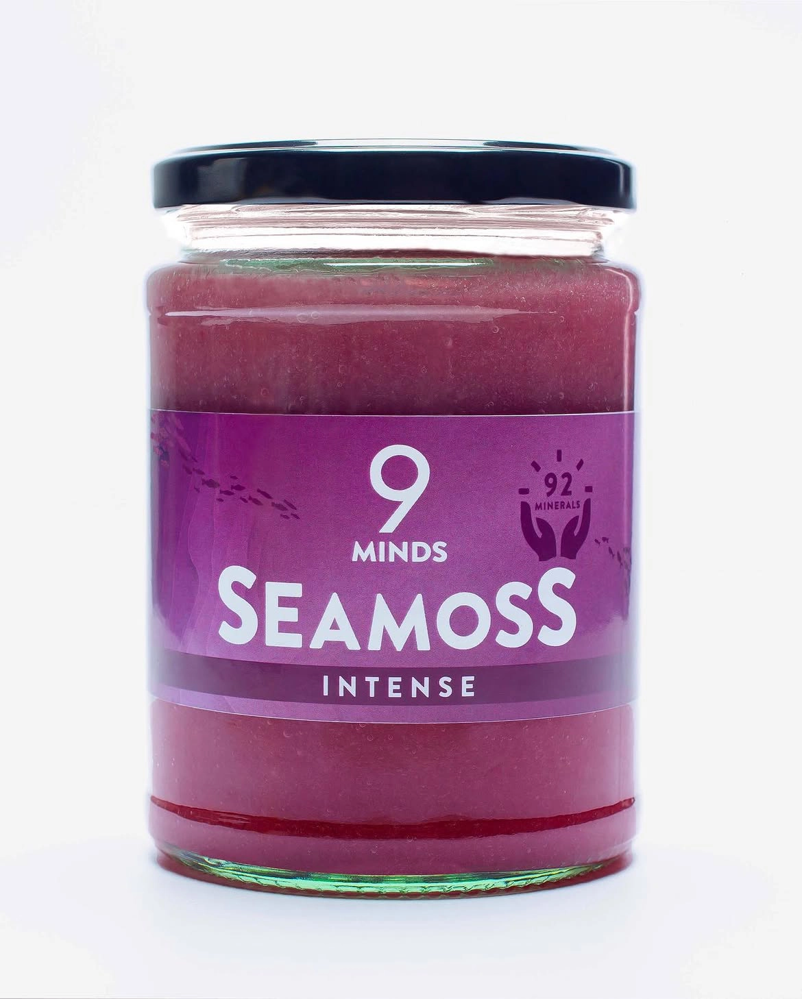9 Minds Seamoss Intense - a jar with a deep magenta label