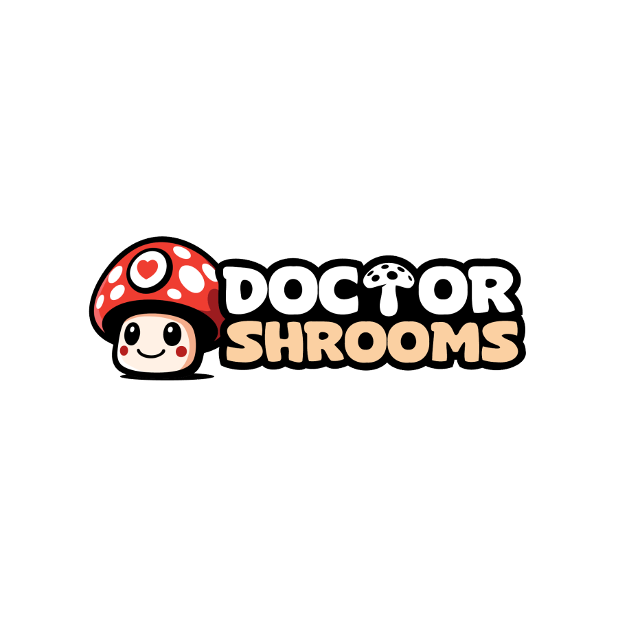 Doctor Shrooms logo - a smiling red toadstool with the wordmark Doctor Shrooms