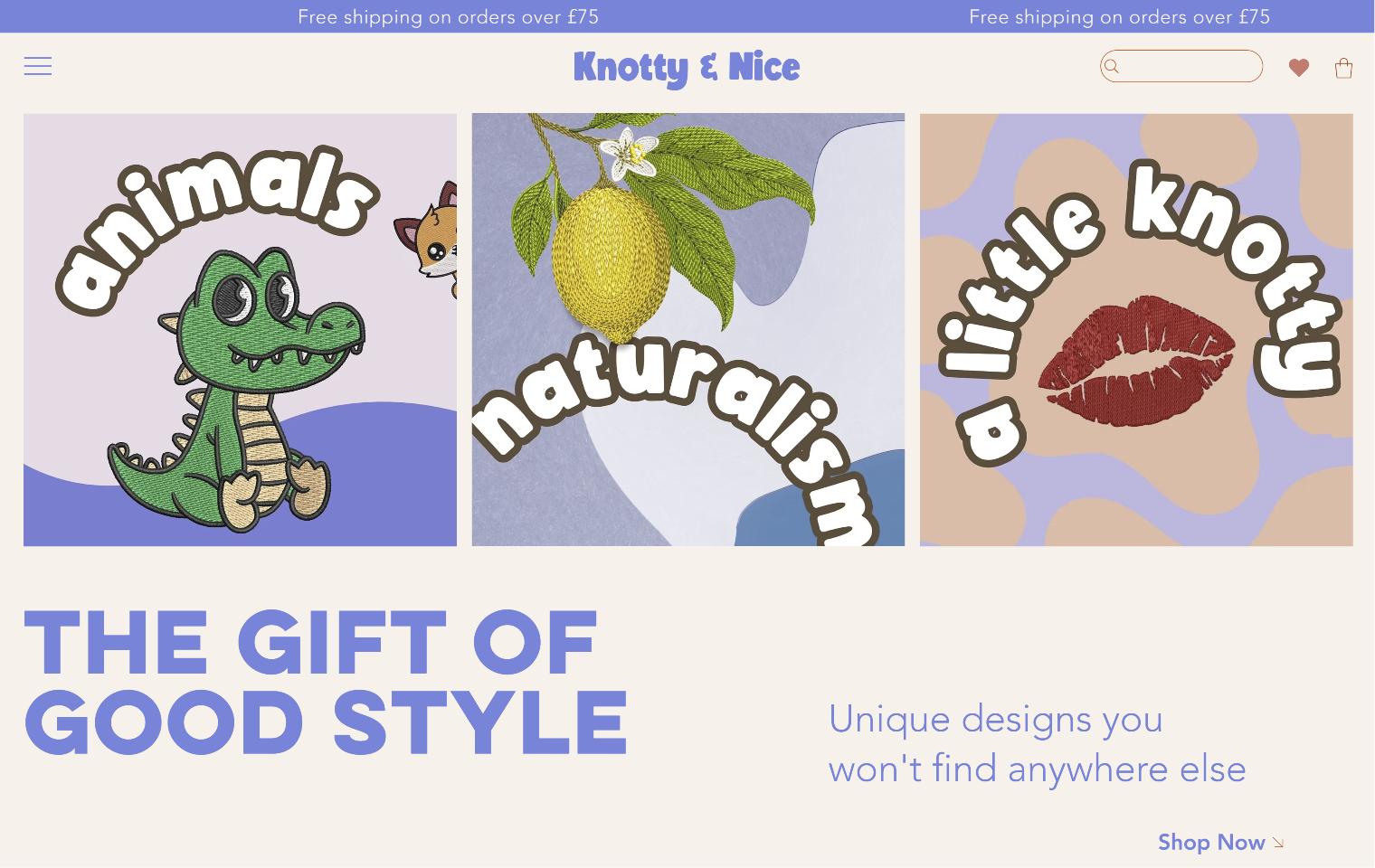 The Knotty and Nice website homepage, designed and built by Rekognition